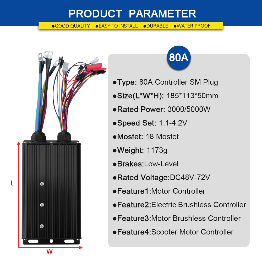 Ebike Sinüs Dalgası Kontrol Ci - Sine Wave Controller 48V 72V 80A incelemesi ve fiyatı