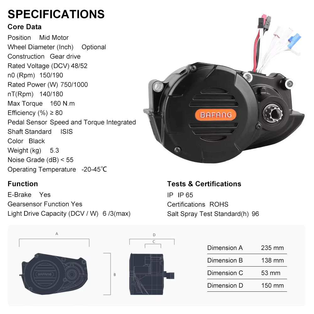 Ebike Bafang M620 G510 48/52V  - Mid Drive Motor Kit 52V 1000W incelemesi ve fiyatı